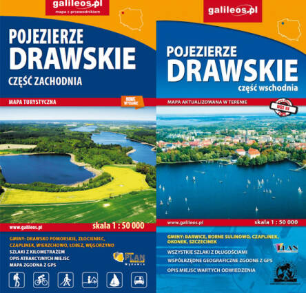 Pojezierze Drawskie. Komplet dwóch mapa turystycznych w skali 1:50 000