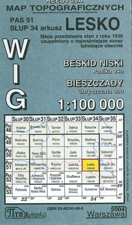 Lesko. Reprint mapy WIG 1:100 000